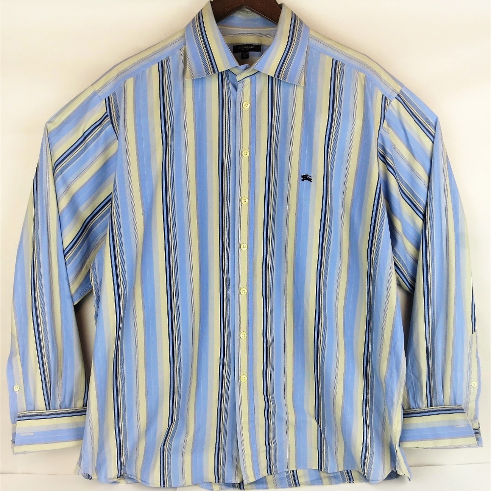 Burberry Striped Button Front French Cuff Shirt